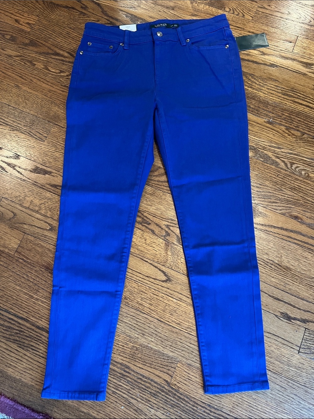 Ralph Lauren Womens Cobalt Blue Skinny Jeans, P10, NWT